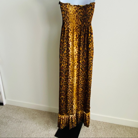 Beautiful Mixed Leopard Print Tube Maxi Dress Size L - Picture 7 of 11